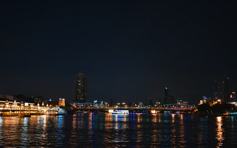 a long exposure s of a city by the water