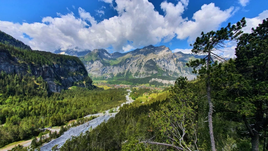 there is a river that goes between the mountains