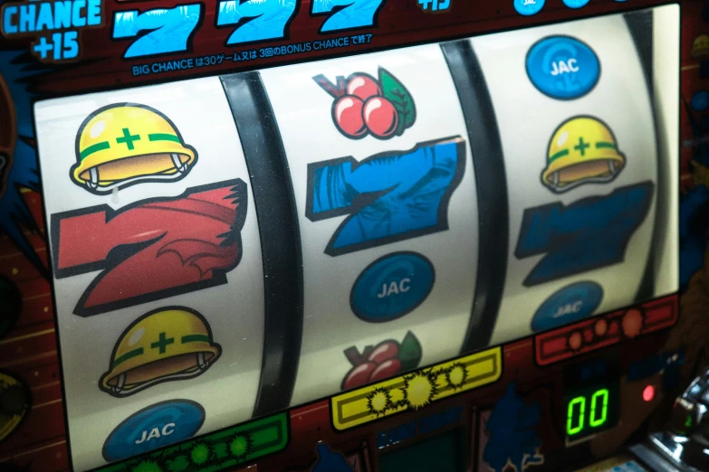 a slot machine with several symbols and numbers