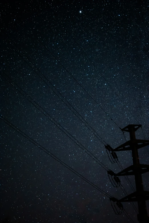 a pole with lots of wires hanging from it