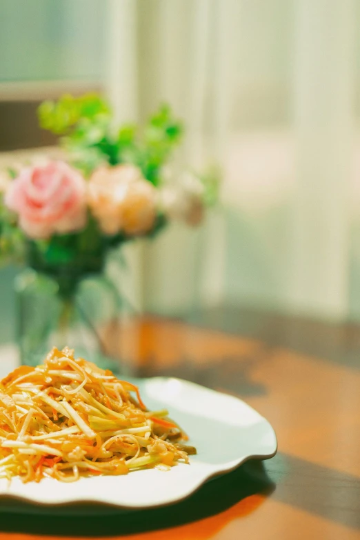 the pasta is ready to be eaten and placed on the table