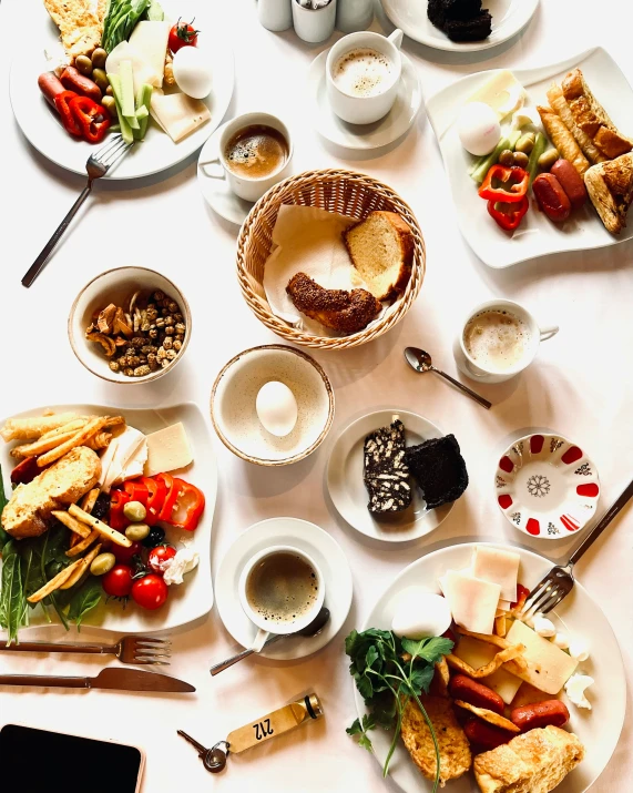 a bunch of plates that are sitting on a table