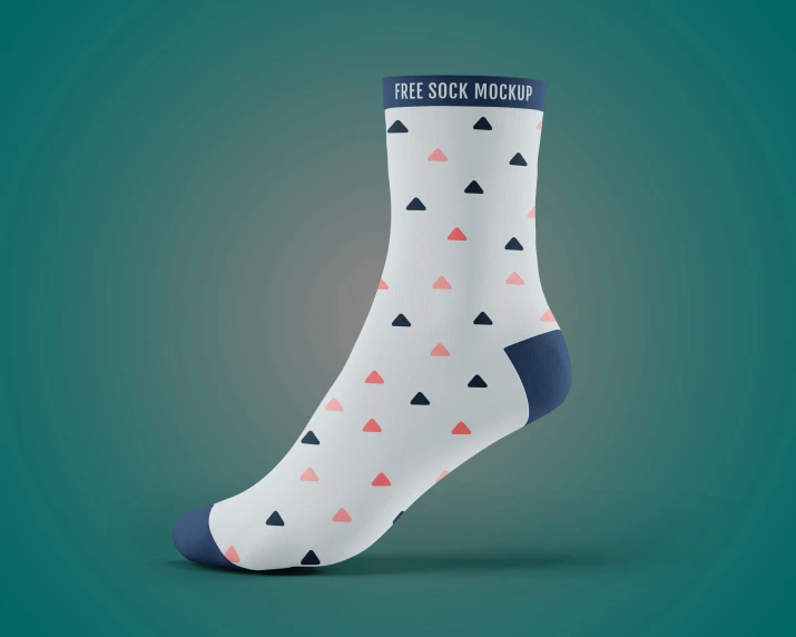 the socks with blue and pink triangles on it