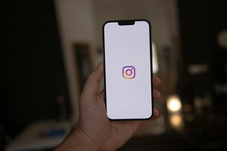 someone holding a phone displaying the instagram logo