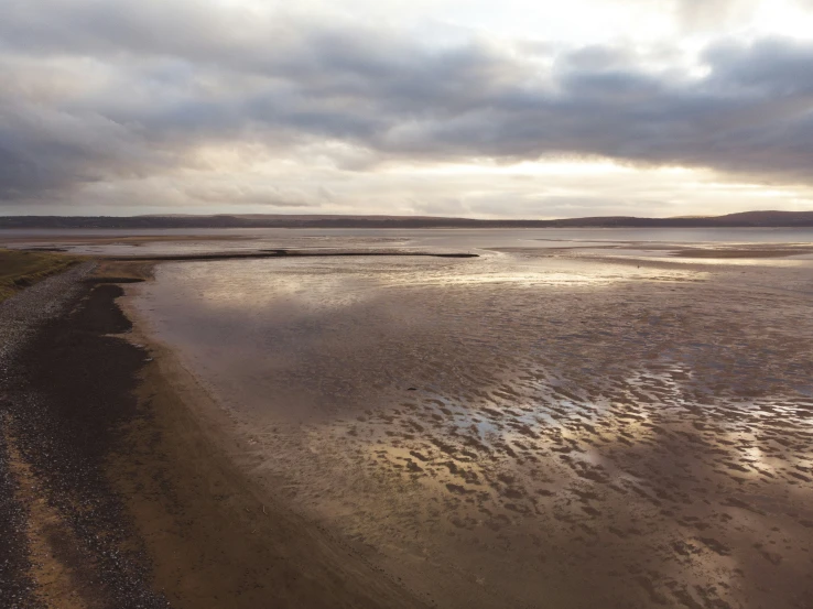 the image is taken from an airplane looking at water