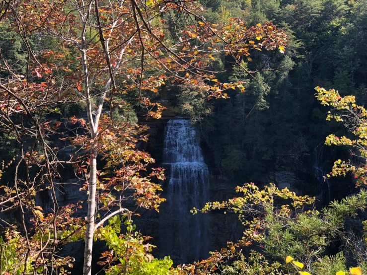 view of falls from the hillside in fall season