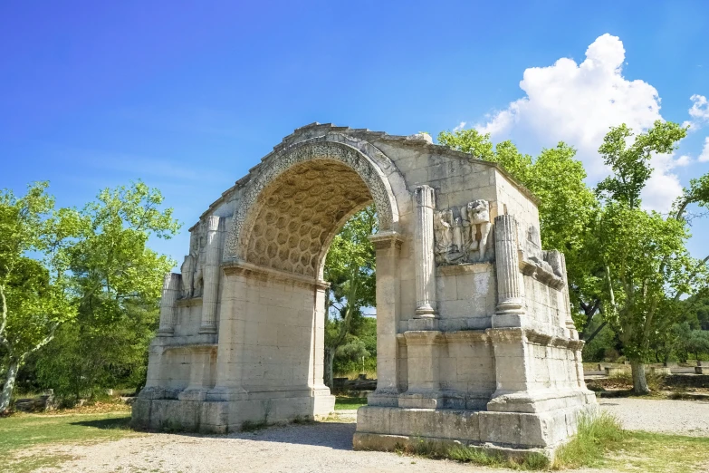 an old roman arch, in a rural area