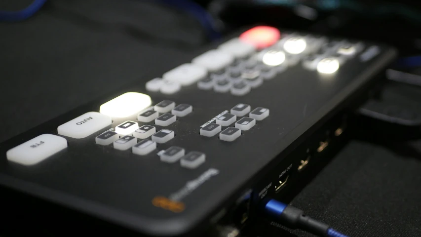 a remote control sitting on a table