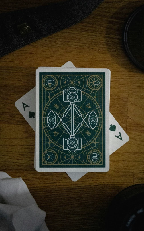 a playing card sitting on top of a table
