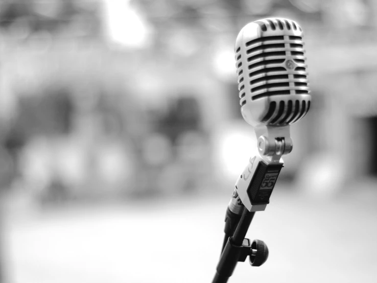 a black and white po of a microphone