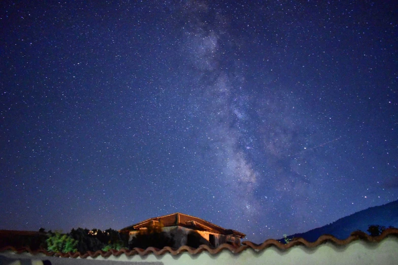 a night view from the roof of a house