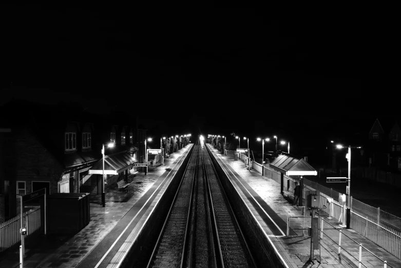 this is a train station and its lights are on