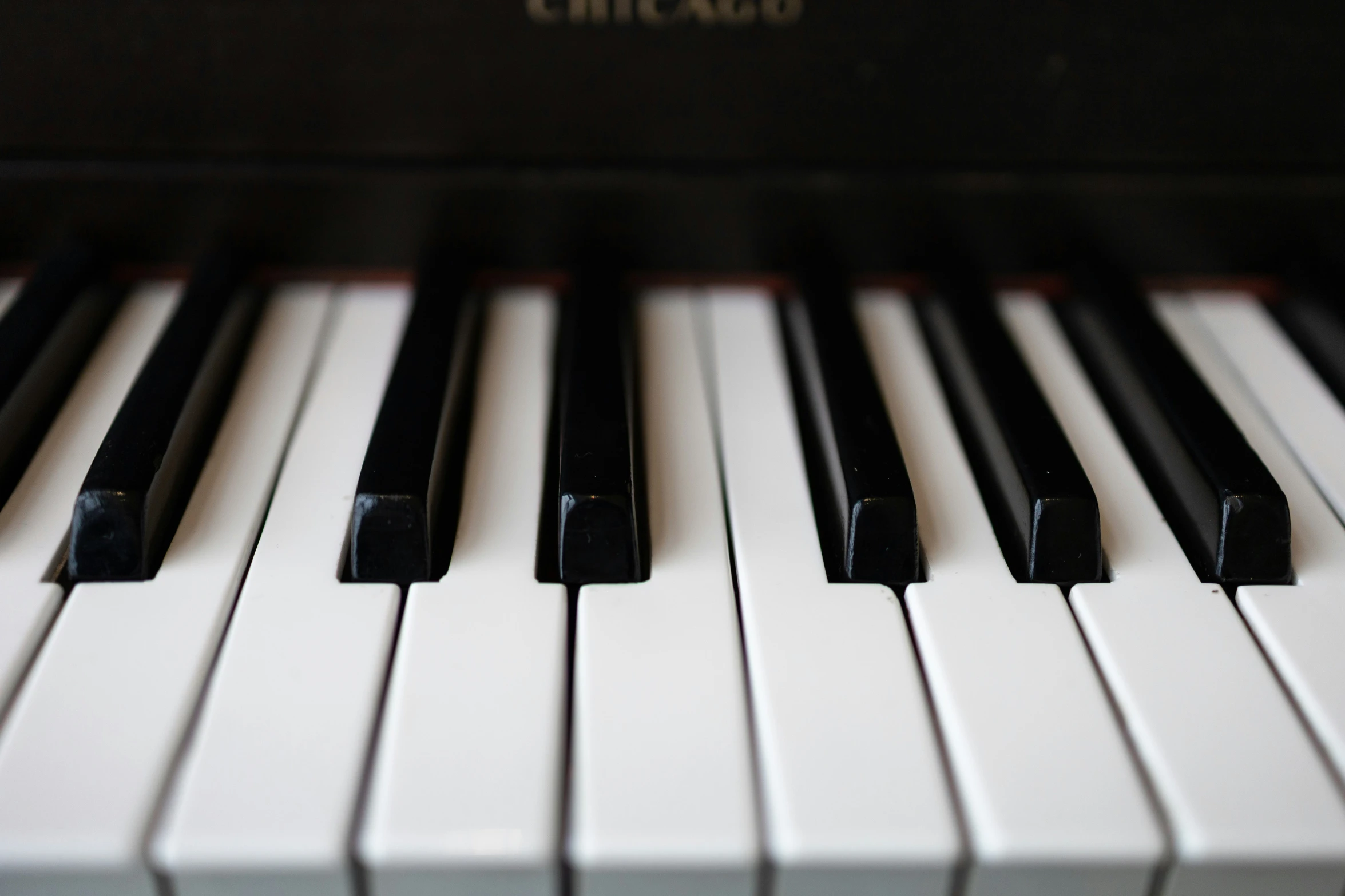 piano keys are shown here in a closeup view