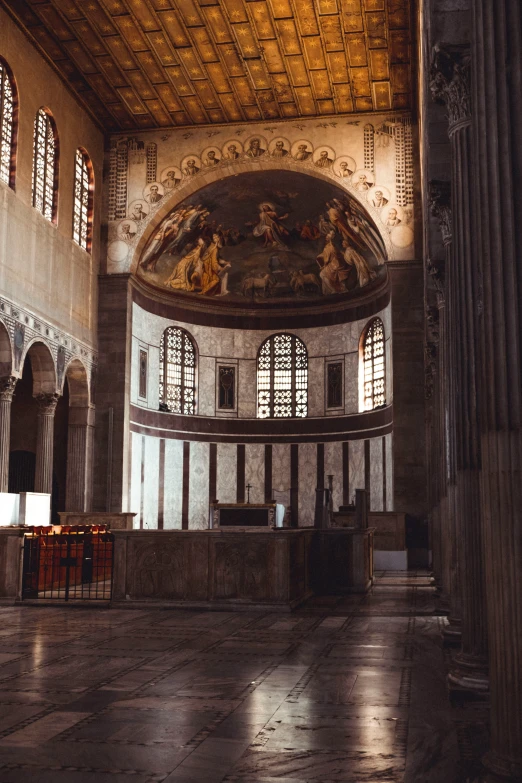 a large cathedral with many windows and two pillars