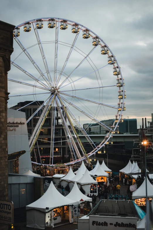 an aerial view of the carnival ferris wheel