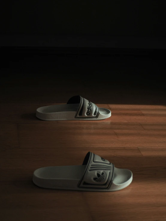 two shoes on the floor in front of the room