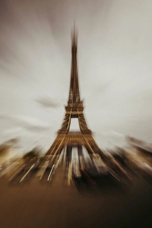 motion blur pograph of the eiffel tower in paris