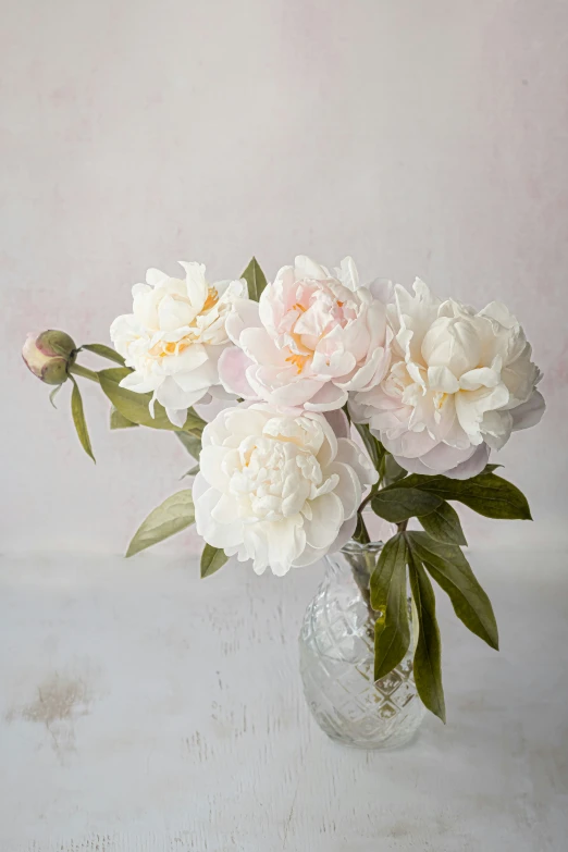 a vase filled with a bunch of white flowers