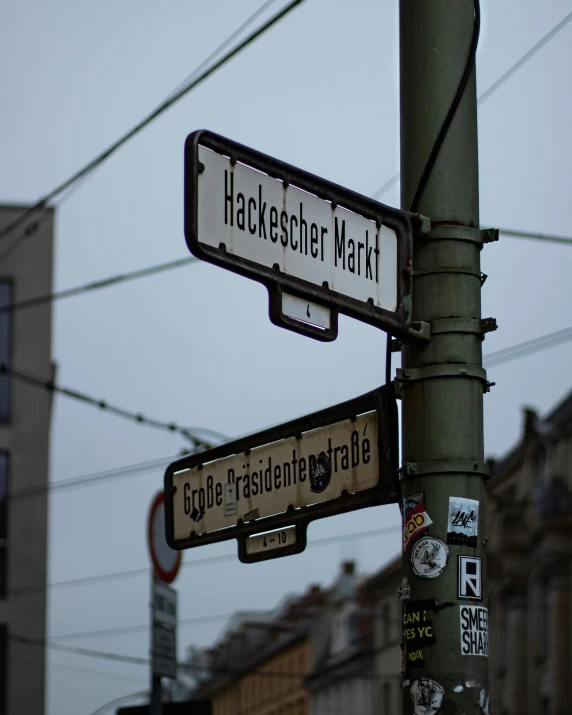 a street pole with two street signs mounted on it