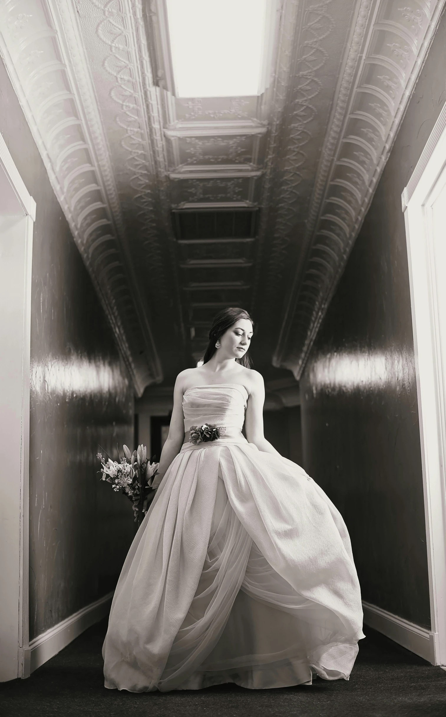 a bride is in the doorway of a building