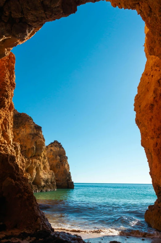 view of water and rocks out from the caves