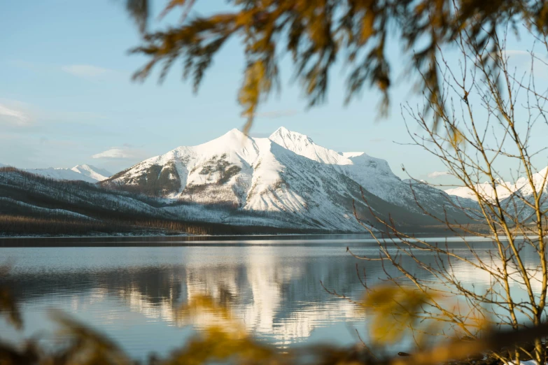 a picture taken from within the frame showing a mountain