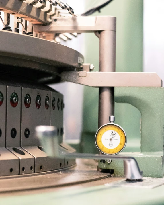 a clock on a machine working inside