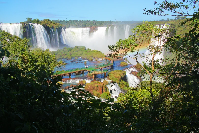 the river flows over many smaller waterfalls