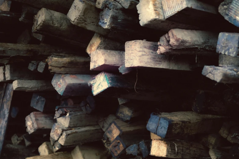 the stacks of bricks and cement are stacked on top of each other