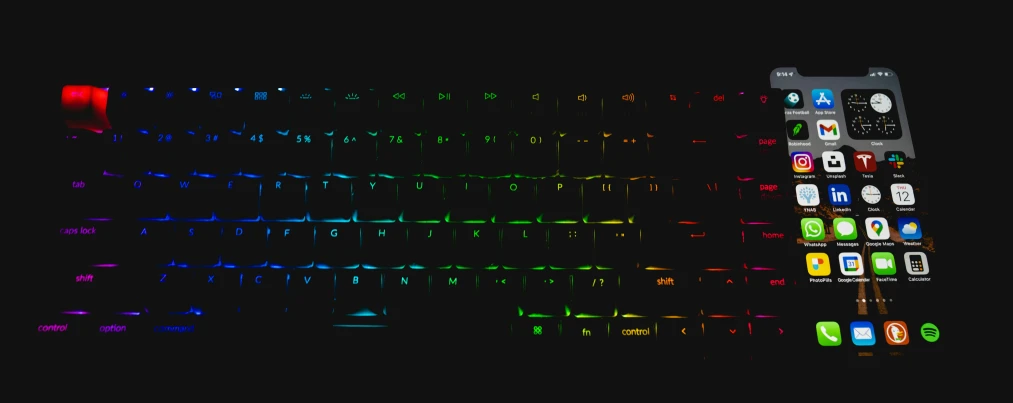 a black keyboard on a dark background with a keyboard key board