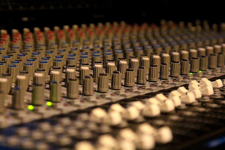 the sound board of a mixing equipment