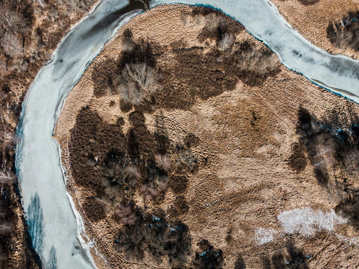 aerial view of a river in the wild