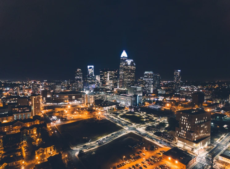 the view of an entire city at night time