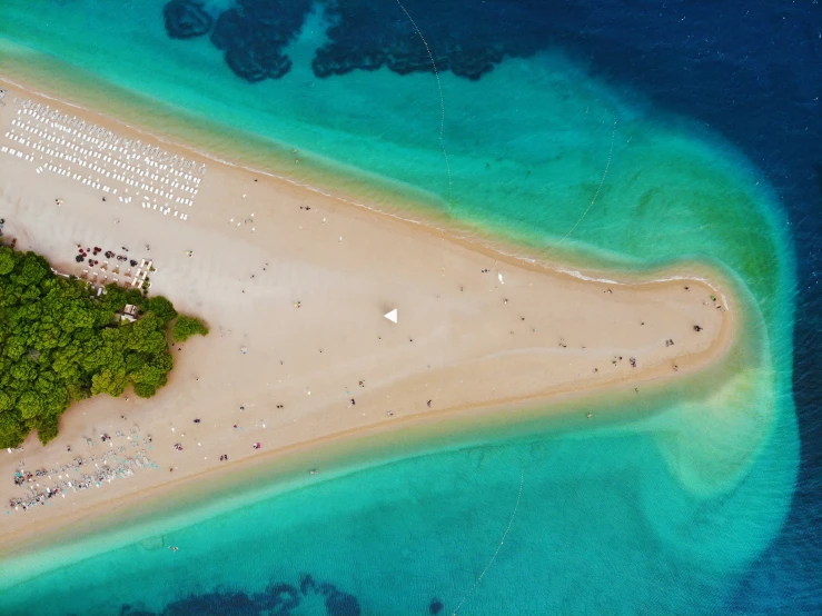 an aerial s of the beach with several small trees