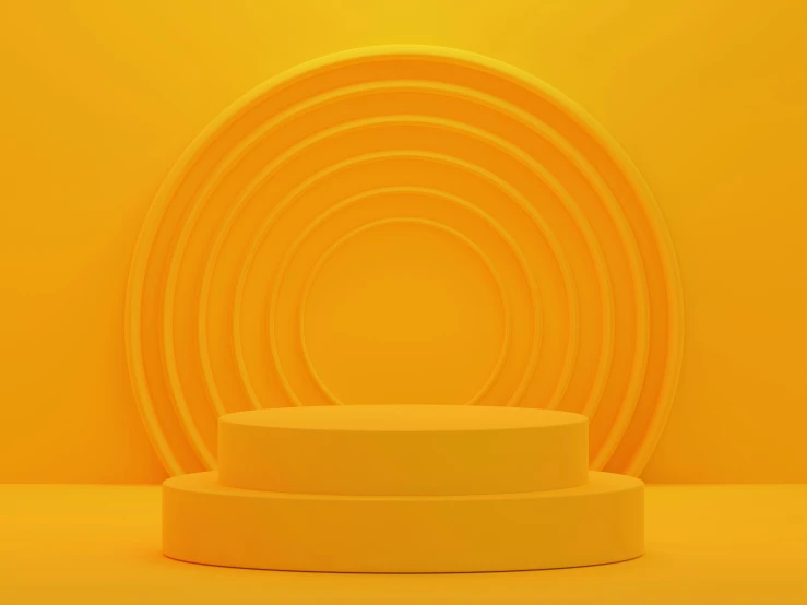 a 3d picture of a yellow circle and its white base