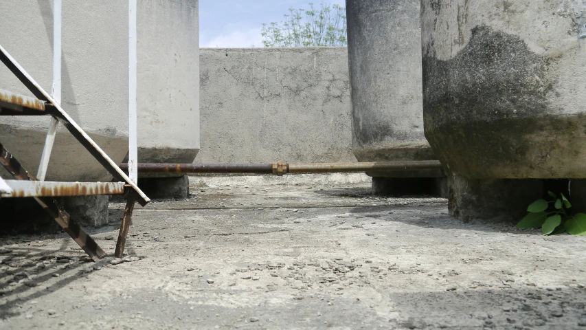 the cement is filled with water from the pipes