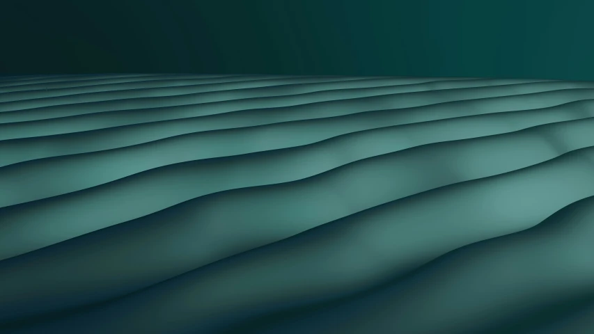 3d image of a wavy ocean with a green light