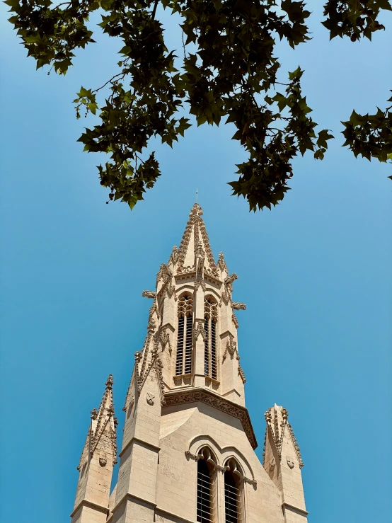 the tower of a building that has many different types of architecture