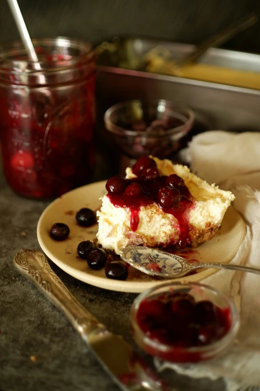 a piece of cheese cake sitting on a plate