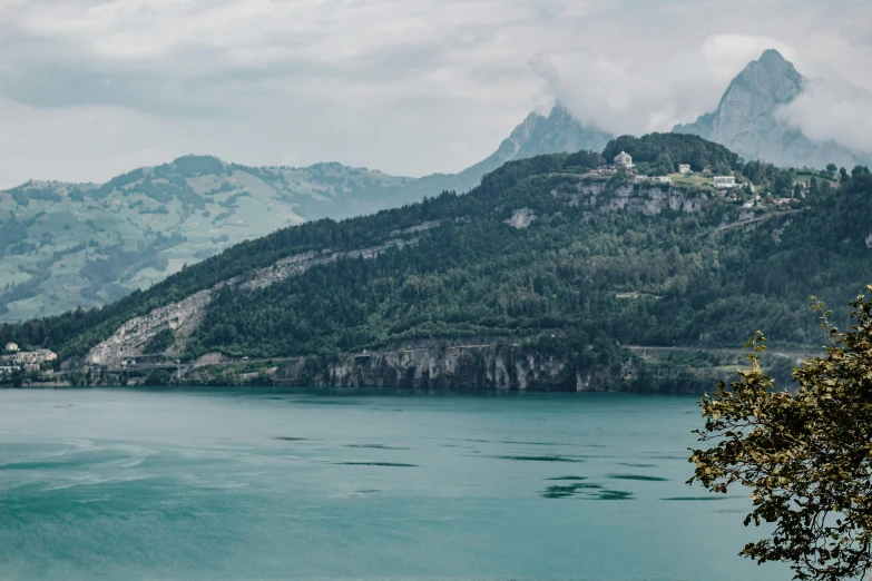 a very nice looking mountain with some water