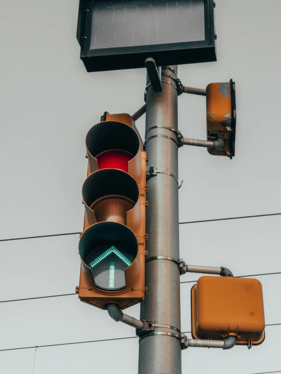 there is a stop light on the street corner