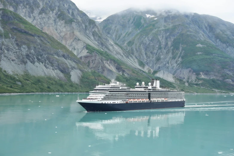 a cruise ship out in the open water