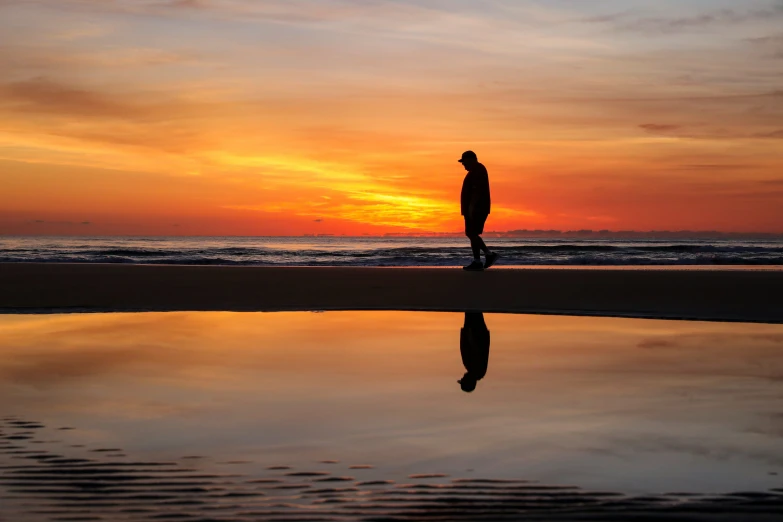 the reflection of the sun over water and a person