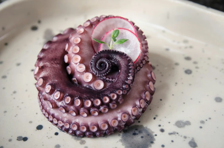 an octo sculpture has been prepared to be served