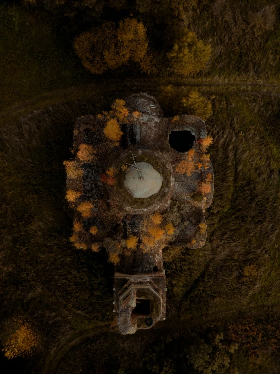 an aerial view of an abandoned industrial machine