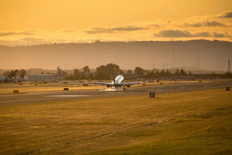 a passenger jet is on an airport runway