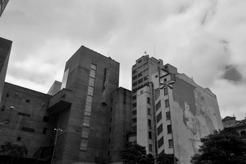 a black and white po of some buildings