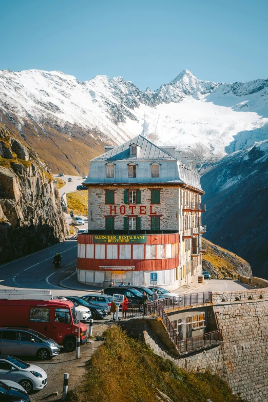 the el is made of bricks and surrounded by snow covered mountains