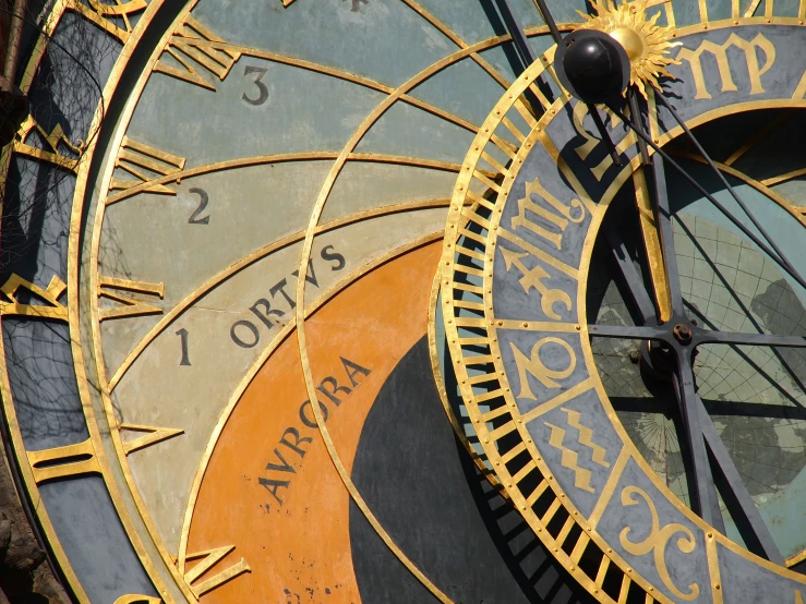 an intricate clock with two circles around it