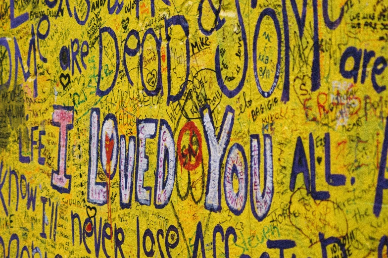 the words are written on the yellow wall